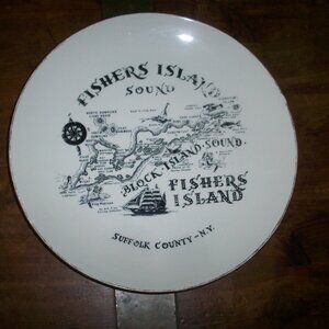 Vintage Fishers Island Sound New York Plate Gold Edging ~ World Wide Art Studios